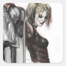 Harley Quinn Illustration Square Stickers