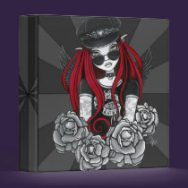 Harley Red Tattoo Biker Rose Angel Binder binders