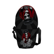 Harley Red Tattoo Biker Rose Angel Messenger Bag