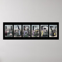 HARLEY Vintage Alphabet Letter Name Art Posters