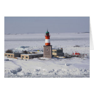 Harmaja Lighthouse In Ice Helsinki Finland Card card
