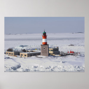 Harmaja Lighthouse In Ice Helsinki Finland Poster print