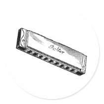 Harmonica/Blues Harp Round Sticker