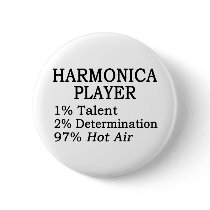 Harmonica Player Hot Air Pinback Button