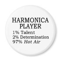 Harmonica Player Hot Air Fridge Magnet