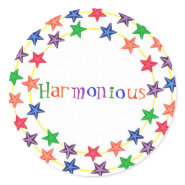 Harmonious stickers, in circles of colorful stars sticker