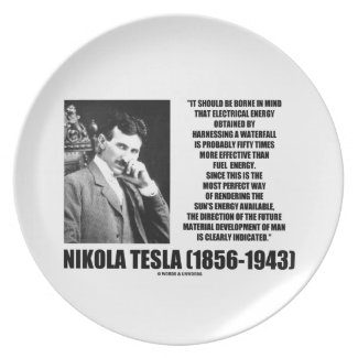 Harnessing A Waterfall Sun's Energy Tesla Quote Dinner Plate
