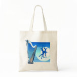 Harp and Dancers Blue Version Graphic Image bags