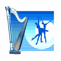 Harp and Dancers Blue Version Graphic Image Cut Outs