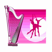 Harp and Dancers Pink Version Graphic Image Cut Outs