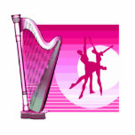 Harp and Dancers Pink Version Graphic Image Cut Outs