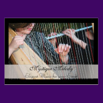 Harp and Flute Elegant Music Business Card business cards