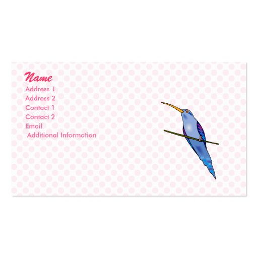 Harriot Hummingbird Business Card Templates (front side)