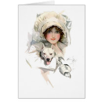 Harrison Fisher Girl  and Her Dog Greeting Card