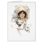 Harrison Fisher Girl  and Her Dog Greeting Card