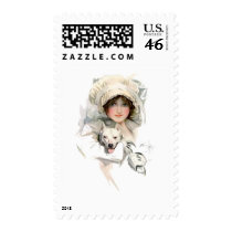 Harrison Fisher Girl and Her Dog Stamps