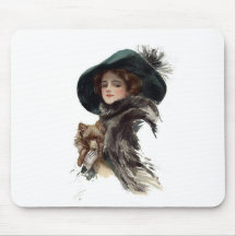 Harrison Fisher Girl  in a Teal Hat Mouse Mat