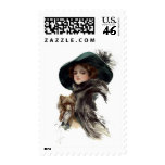 Harrison Fisher Girl in a Teal Hat Postage
