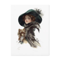 Harrison Fisher Girl in a Teal Hat postcards by AlabasterRose Harrison Fisher Girl in a Teal Hat postcards