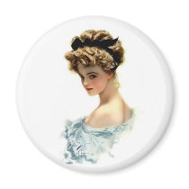 Harrison Fisher Girl  in Blue Magnet