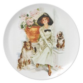 Harrison Fisher: Woman with three Dogs