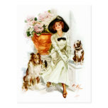 Harrison Fisher: Woman with three Dogs Post Card