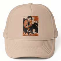 HARRY HOUDINI Black and Orange Art Illustration hats