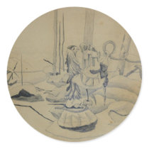 Hart art drawings old and new 143 round sticker