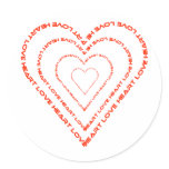 Hart made out of words stickers