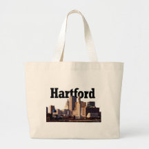 Hartford CT Skyline with "Hartford" in the sky Tote Bag