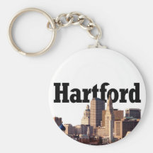 Hartford CT Skyline with "Hartford" in the sky Key Chain