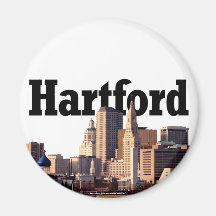 Hartford CT Skyline with "Hartford" in the sky Refrigerator Magnets