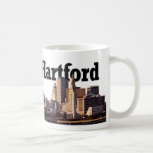 Hartford CT Skyline with "Hartford" in the sky Coffee Mugs