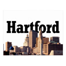 Hartford CT Skyline with "Hartford" in the sky Postcard
