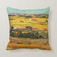 Harvest at La Crau, with Montmajour in the Backgro Throw Pillows