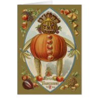 Harvest Doll Pumpkin Apple Pear Corn Grape Greeting Card