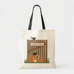 Harvest Fall Autumn Pumpkin Crow Leaves Fence Tote Bag
