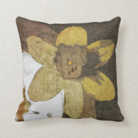 Harvest Flower Pillow in Brown and Tan