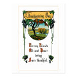 Harvest Grapes and Thanksgiving Greeting Postcards