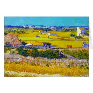 Harvest Landscape with Blue Cart Vincent Van Gogh Card