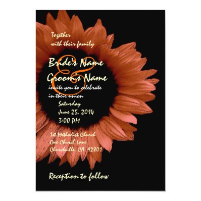 Harvest Orange Sunflower Wedding Ver 007 Personalized Invites