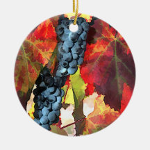 Harvest Time Grapes and Leaves Ornaments