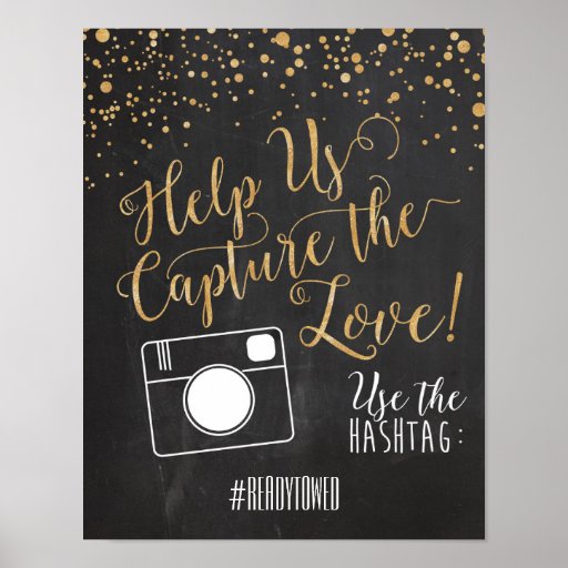Hashtag wedding Sign Poster | Zazzle