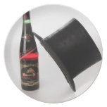 Hat and wine bottle party plate
