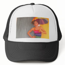 hat baseball mesh cap girl rainbow umbrella