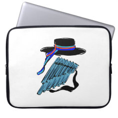 hat blue pan flute ribbon music design.png laptop computer sleeve