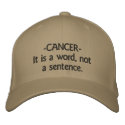 hat -CANCER-It is a word, not a sentence. embroidered hats by ladybrayton71 hat -CANCER-It is a word, not a sentence. embroidered hats
