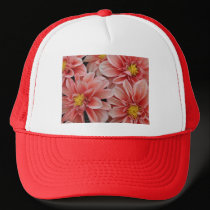 Hat, Orange-Red Dahlias # 4