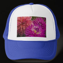 Hat, red and purple dahlias # 150