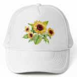 Hat, Sunflower Bouquet Drawing